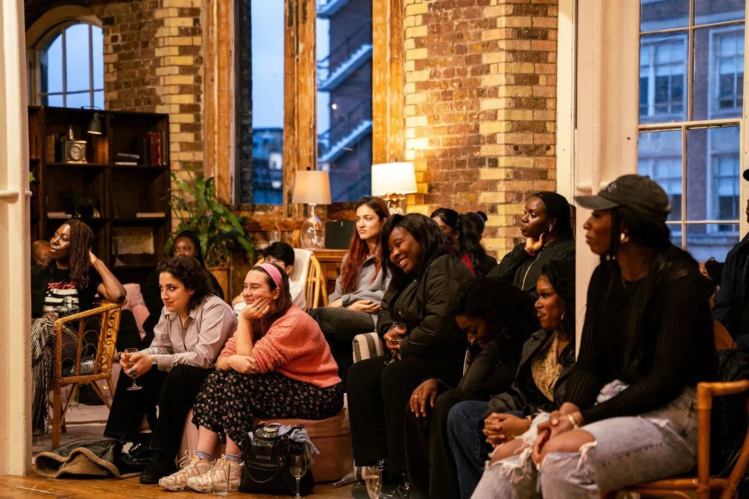 An audience watching a live table read